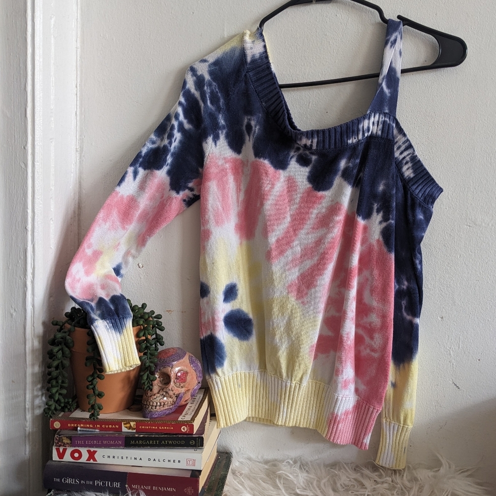 Pink Pastel Tie Dye Cold Off Shoulder Cut-out Sweater Central Park West Revolve